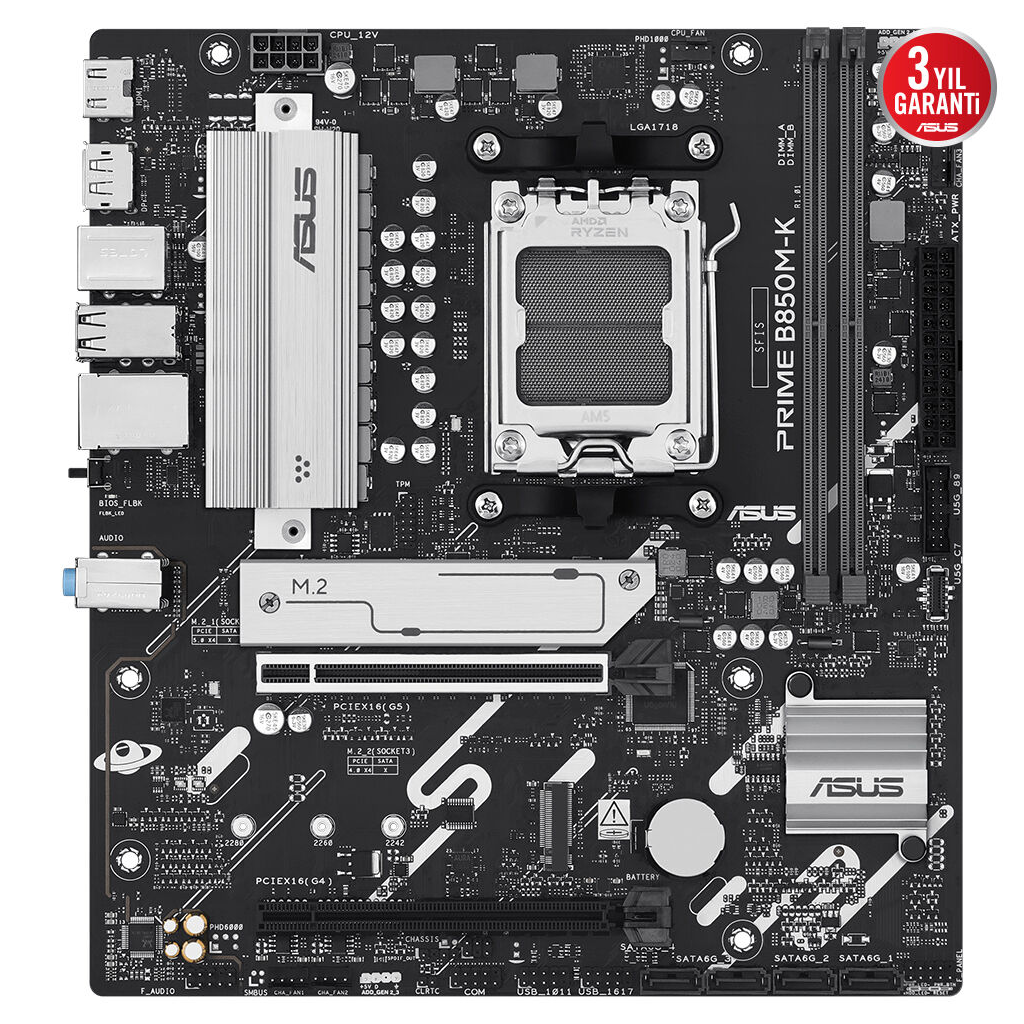 ASUS PRIME B850M-K, 2xDDR5, 2x M.2, DP, HDMI, AM5 Soket Anakart