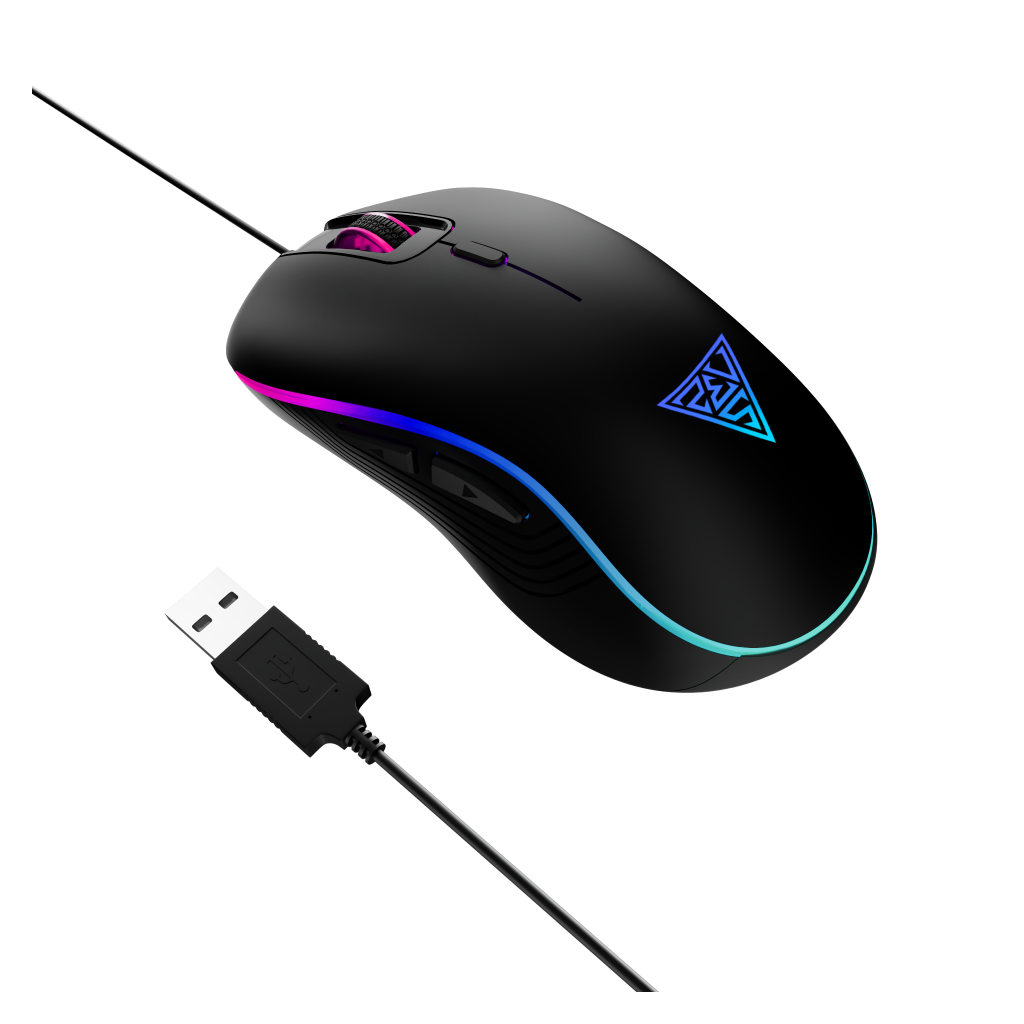 GAMDIAS AURA GS3, Çok Renkli Aydınlatma,  USB Kablolu, 6 Tuşlu, Gaming Mouse, 3.600 DPI, Siyah