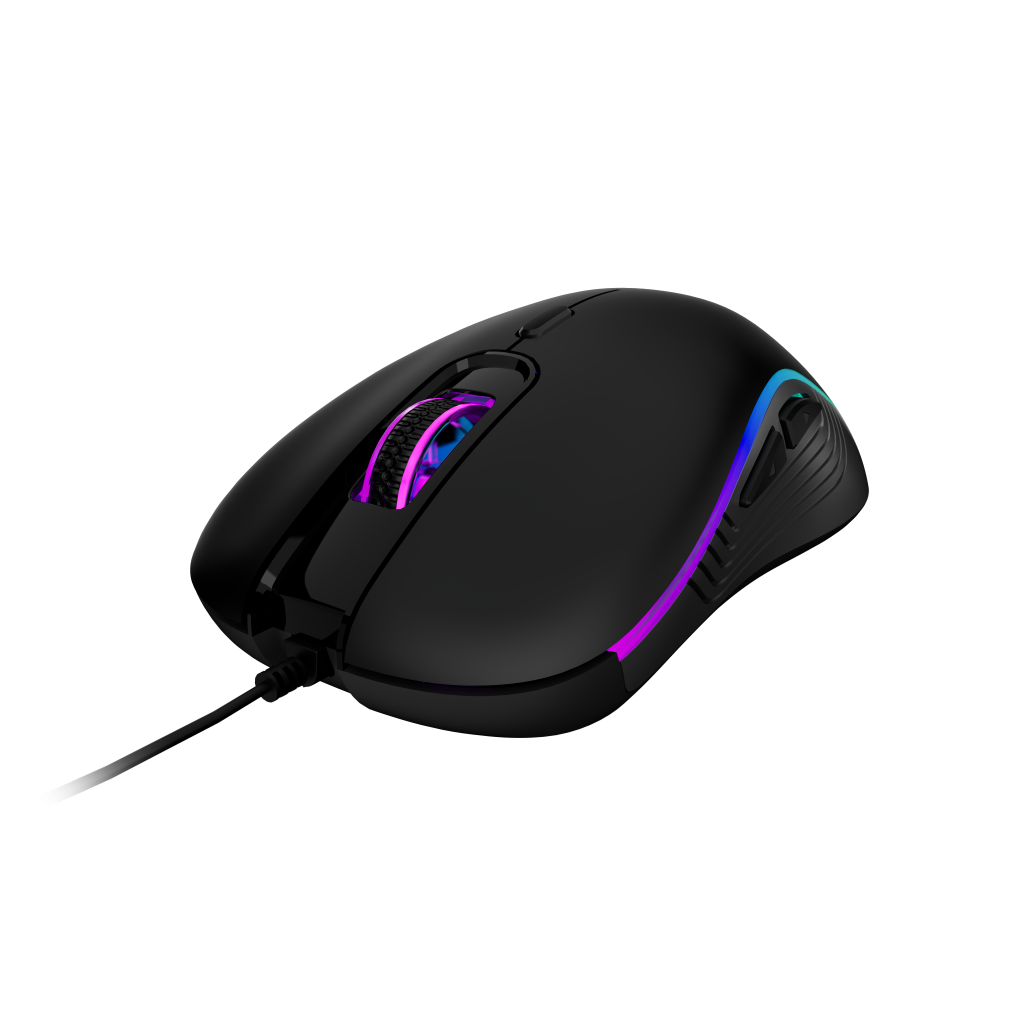 GAMDIAS AURA GS3, Çok Renkli Aydınlatma,  USB Kablolu, 6 Tuşlu, Gaming Mouse, 3.600 DPI, Siyah