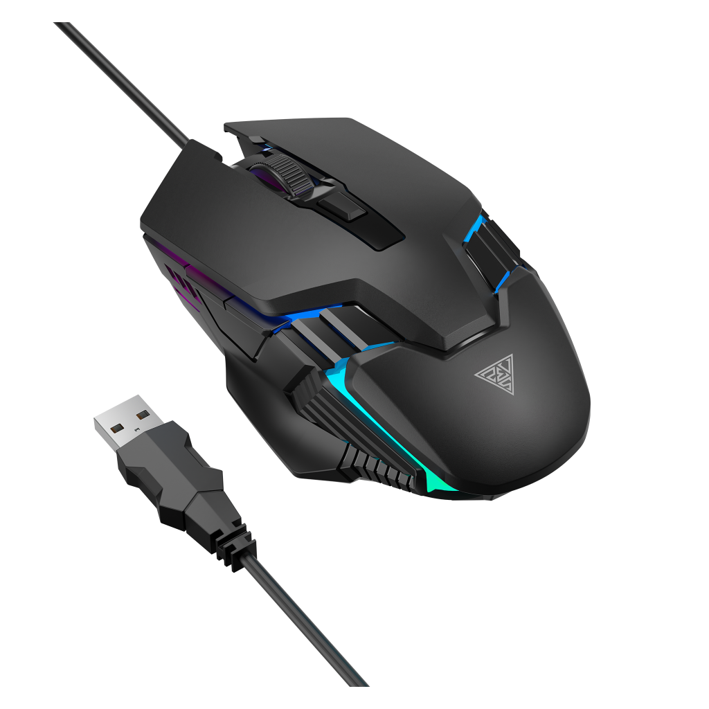 GAMDIAS AURA GS4, Çok Renkli Aydınlatma,  USB Kablolu, 6 Tuşlu, Gaming Mouse, 3.600 DPI, Siyah
