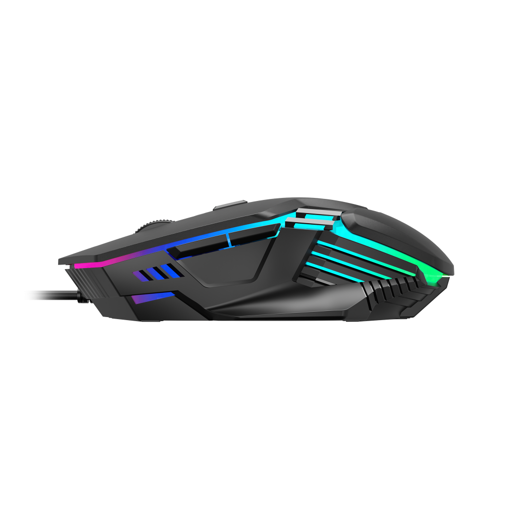 GAMDIAS AURA GS4, Çok Renkli Aydınlatma,  USB Kablolu, 6 Tuşlu, Gaming Mouse, 3.600 DPI, Siyah