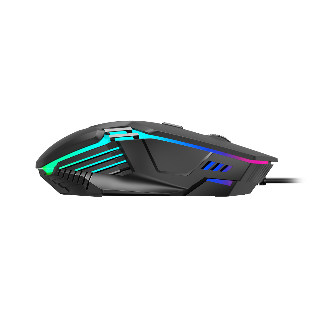 GAMDIAS AURA GS4, Çok Renkli Aydınlatma,  USB Kablolu, 6 Tuşlu, Gaming Mouse, 3.600 DPI, Siyah