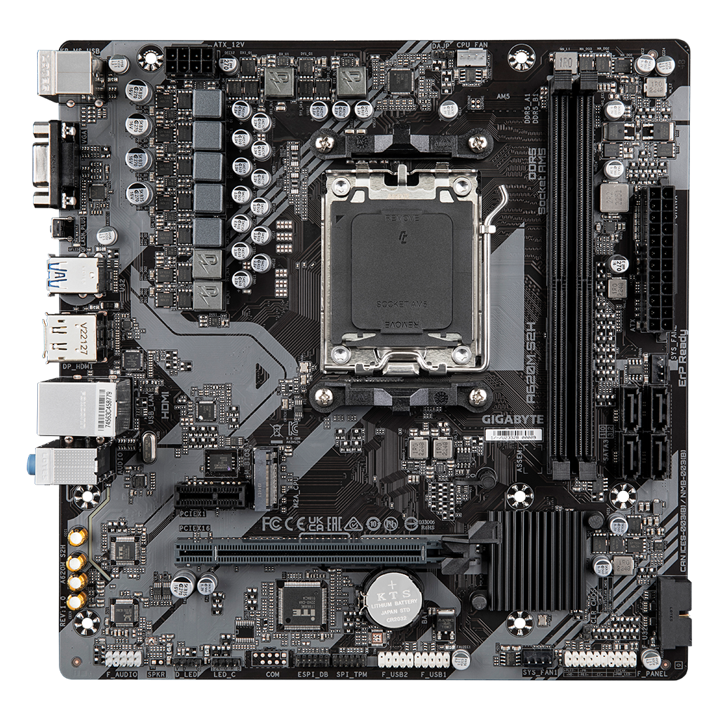 GIGABYTE A620M-S2H, rev.1.2, 6400MHz, 2xDDR5, 1x M.2, D-SUB, HDMI, DP, AM5 Soket Anakart