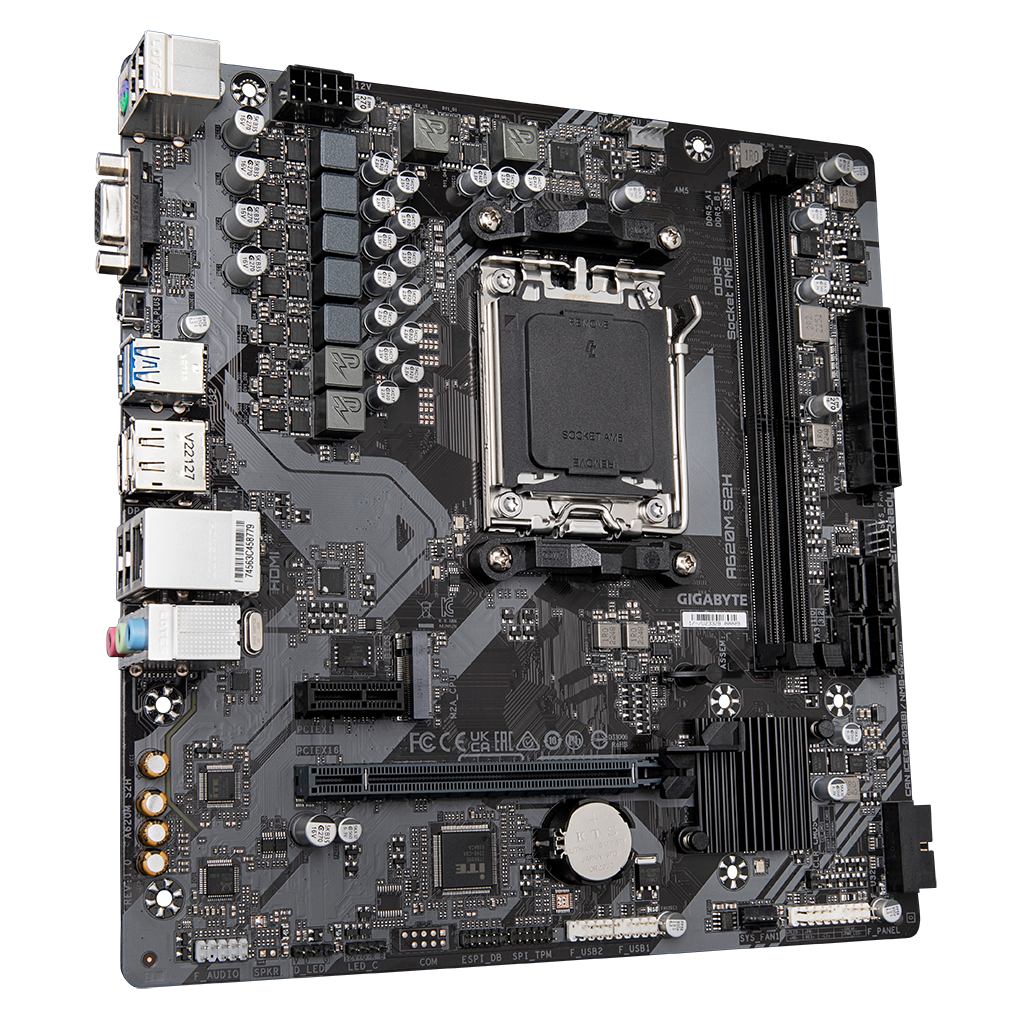 GIGABYTE A620M-S2H, rev.1.2, 6400MHz, 2xDDR5, 1x M.2, D-SUB, HDMI, DP, AM5 Soket Anakart