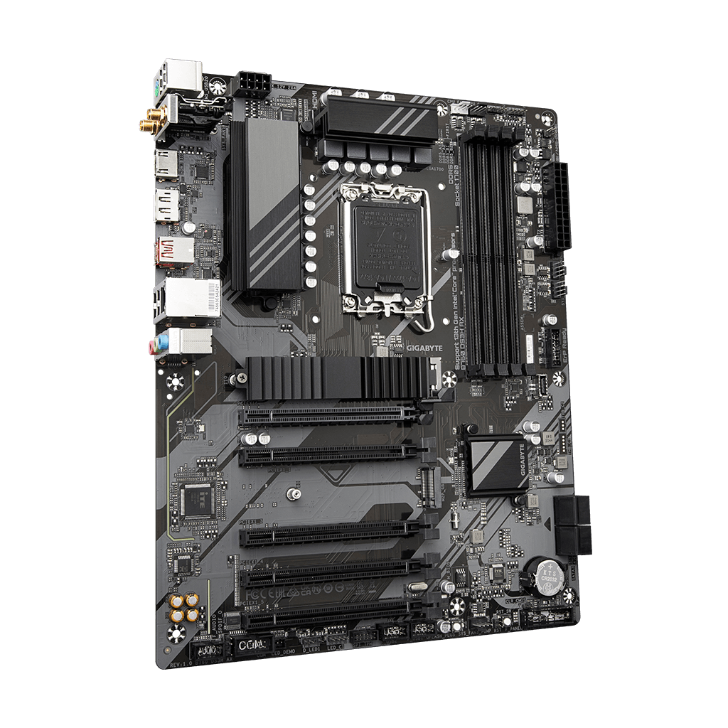 GIGABYTE B760 DS3H AX, rev.1.0, 4xDDR5, 2xM.2, DP, HDMI, Type-C, Wi-Fi 6E, Bluetooth v5.3, 12-13-14.Nesil, LGA1700 Soket, Anakart