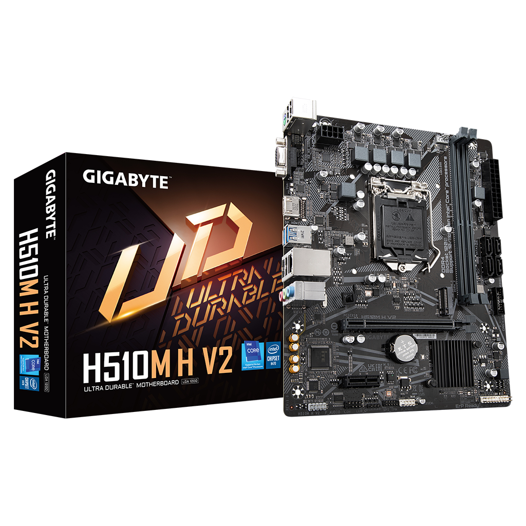 GIGABYTE H510M H V2, rev.1.0, 2xDDR4, M.2, D-SUB, HDMI, 10-11.Nesil, LGA1200 Soket, Anakart