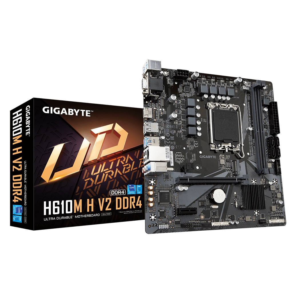 GIGABYTE H610M H V2 DDR4, rev1.0, 2xDDR4, M.2, D-SUB, HDMI, 12-13.14.Nesil, LGA1700 Soket, Anakart
