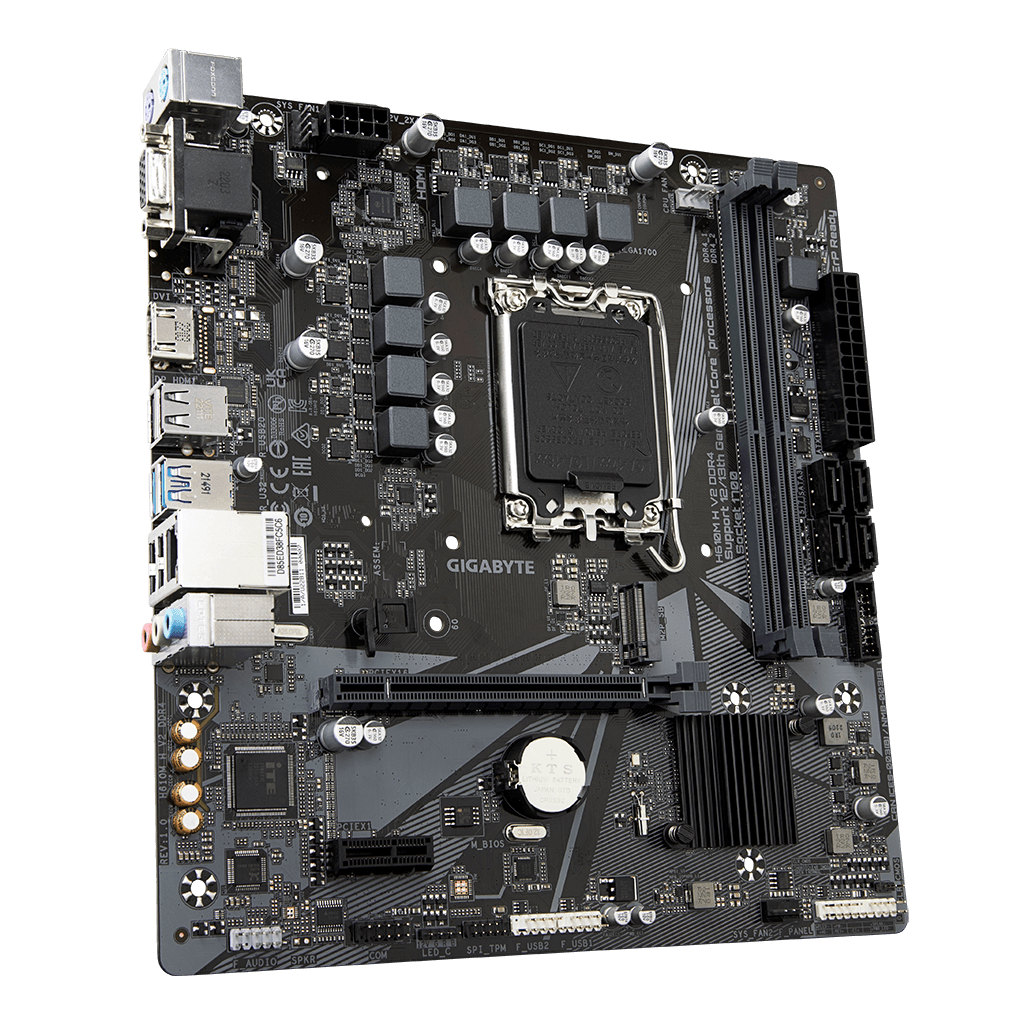 GIGABYTE H610M H V2 DDR4, rev1.0, 2xDDR4, M.2, D-SUB, HDMI, 12-13.14.Nesil, LGA1700 Soket, Anakart