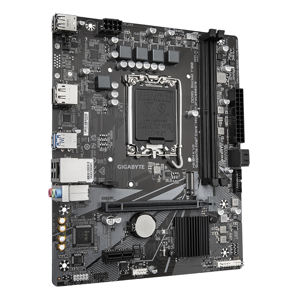 GIGABYTE H610M K V2, rev.1.0, 2xDDR5, M.2, DP, HDMI, 12-13.Nesil, LGA1700 Soket, Anakart