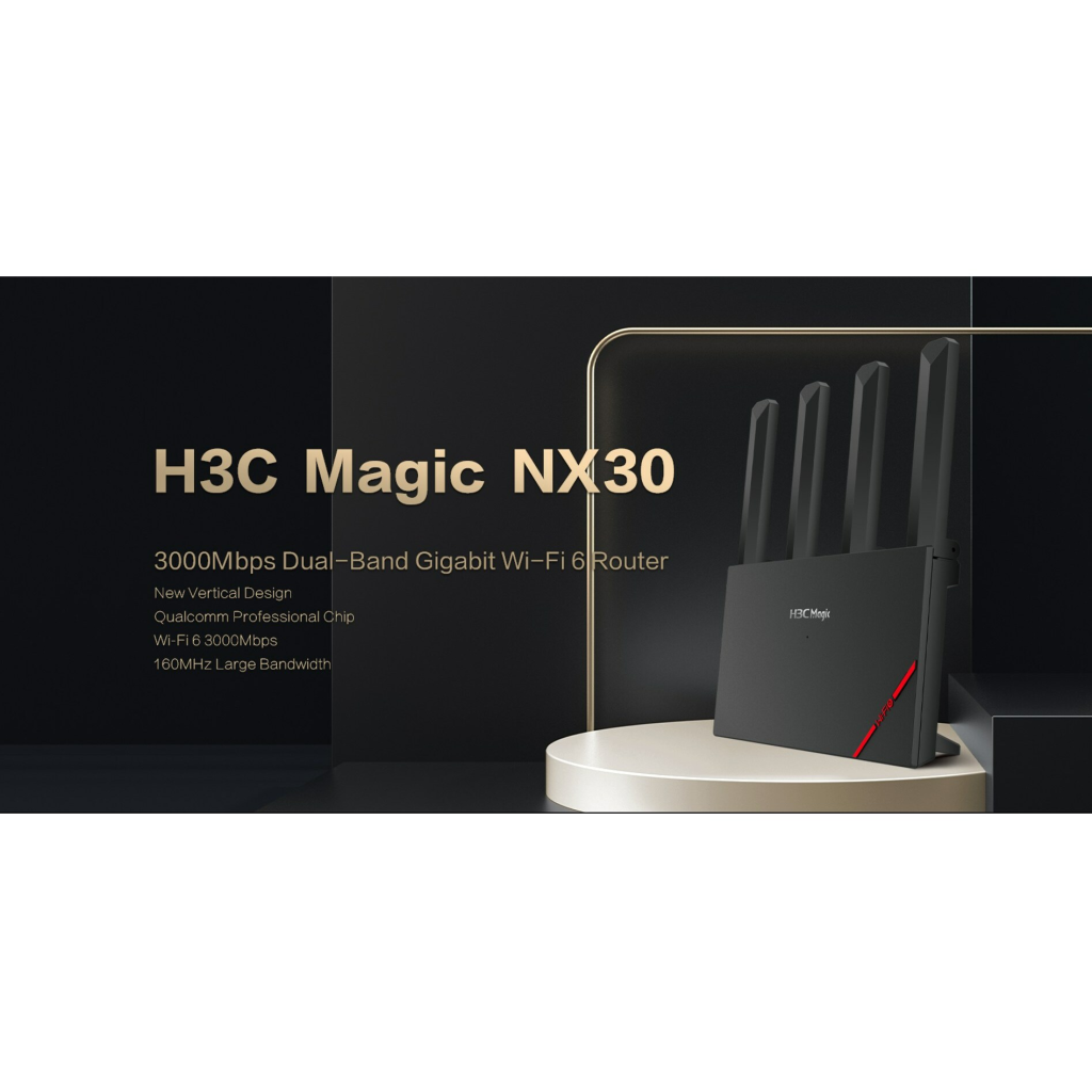 H3C Magic NX30, Dual Band, WiFi 6, 3000Mbps, 4Port GigaBit, 4ad Anten, Masaüstü, Router, Access Point