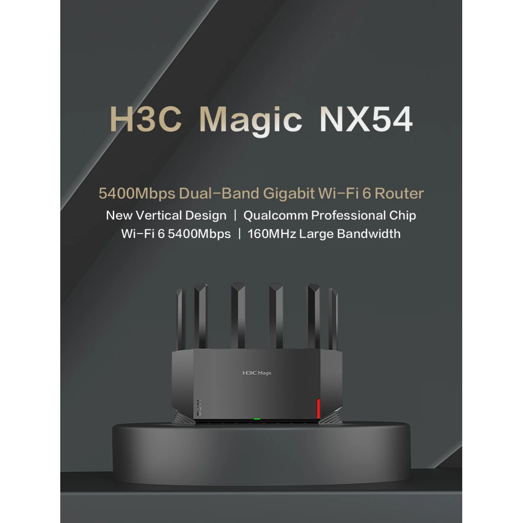 H3C Magic NX54, Dual Band, WiFi 6, 5400Mbps, 4Port GigaBit, 6ad Anten, Masaüstü, Router, Access Point