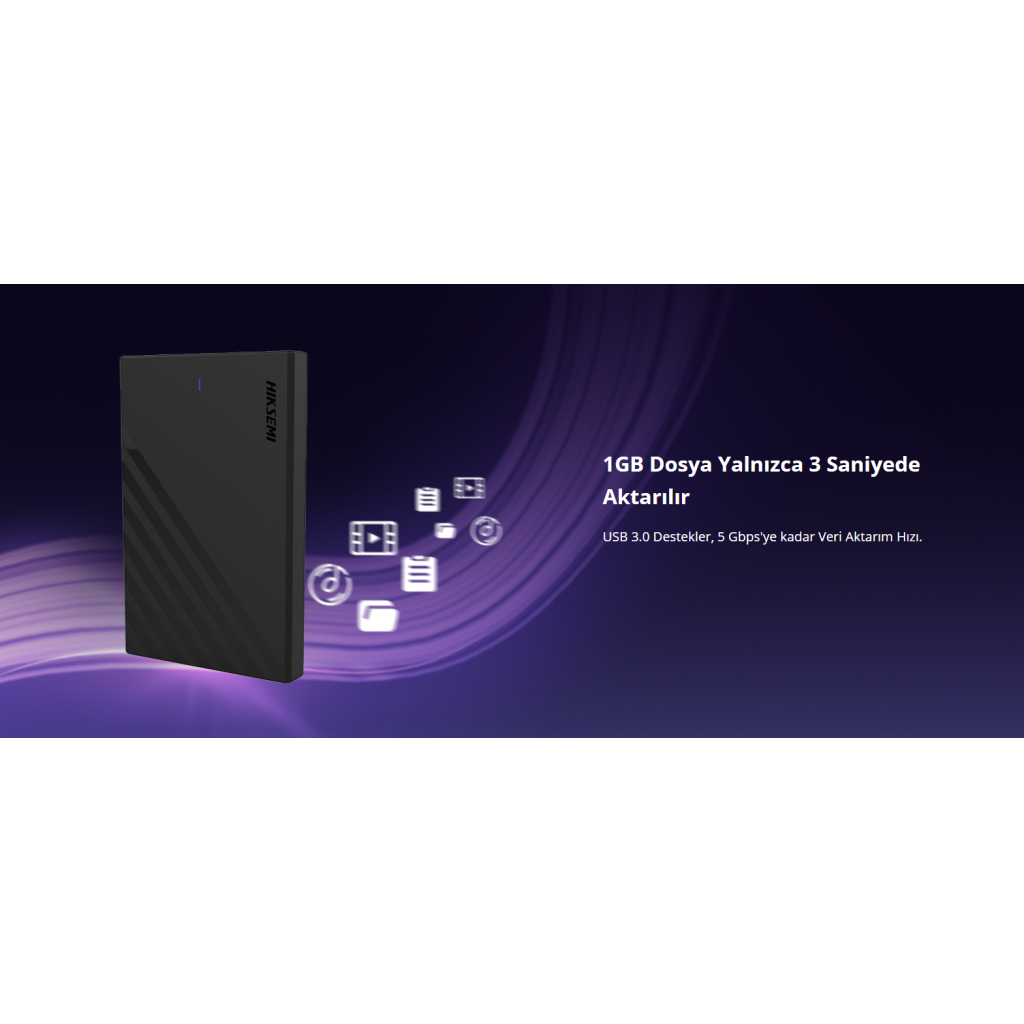 HIKSEMI HS-HUB-MHB201, USB3.0, 2,5" Disk Kutusu. (SSD ve HDD Destekler, 5Gbps, Siyah, Win, Mac-OS, Linux, Android)