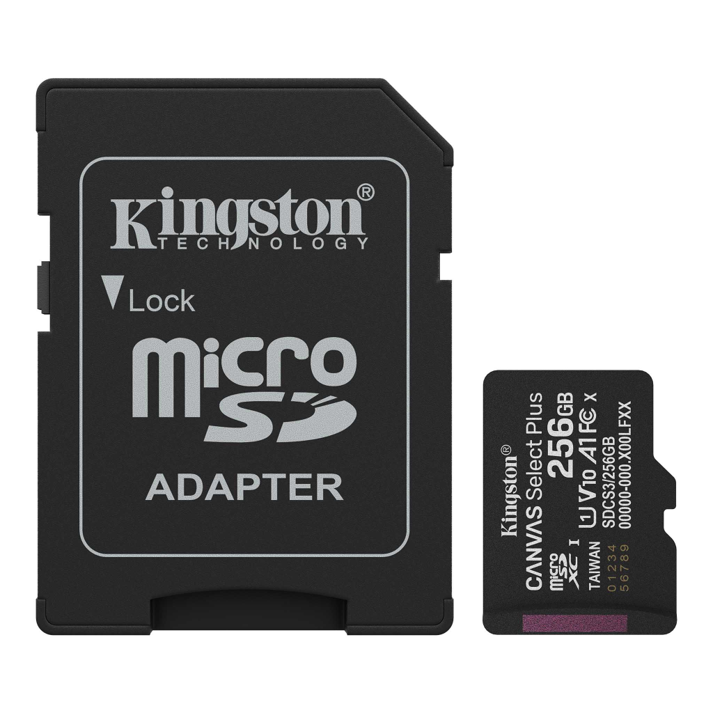 KINGSTON SDCS3/256GB, Canvas Select Plus Gen3 A1, 100Mb/s, MicroSD Kart Bellek (SD Adaptörlü)