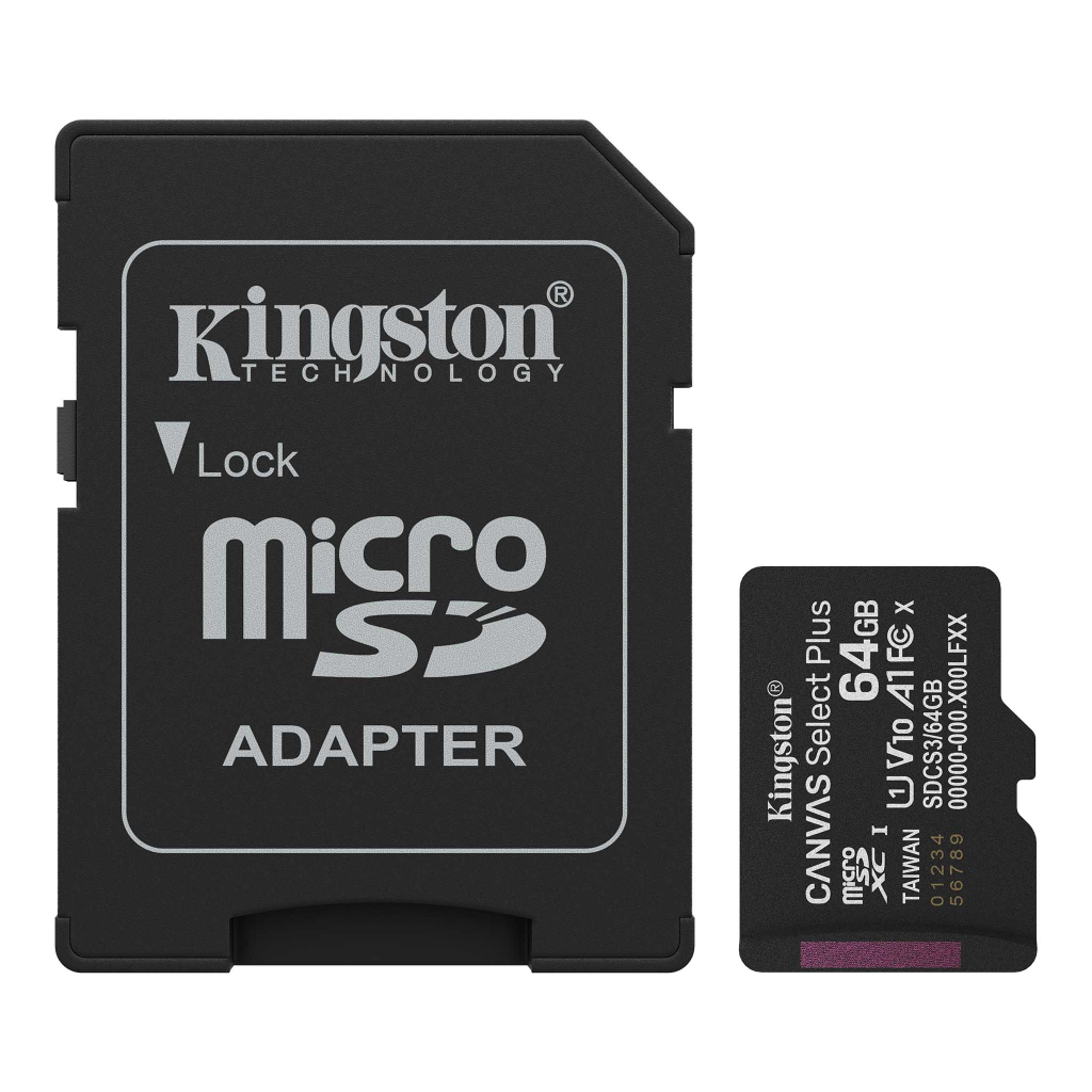 KINGSTON SDCS3/64GB, Canvas Select Plus Gen3 A1, 100Mb/s, MicroSD Kart Bellek (SD Adaptörlü)