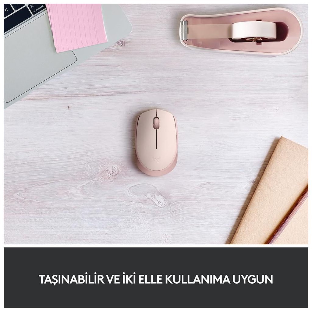 LOGITECH 910-006865, M171 Rose, USB Nano 2,4G Kablosuz, 1000dpi, Optik, 3 Tuşlu, 12ay Pil Ömrü, Mouse