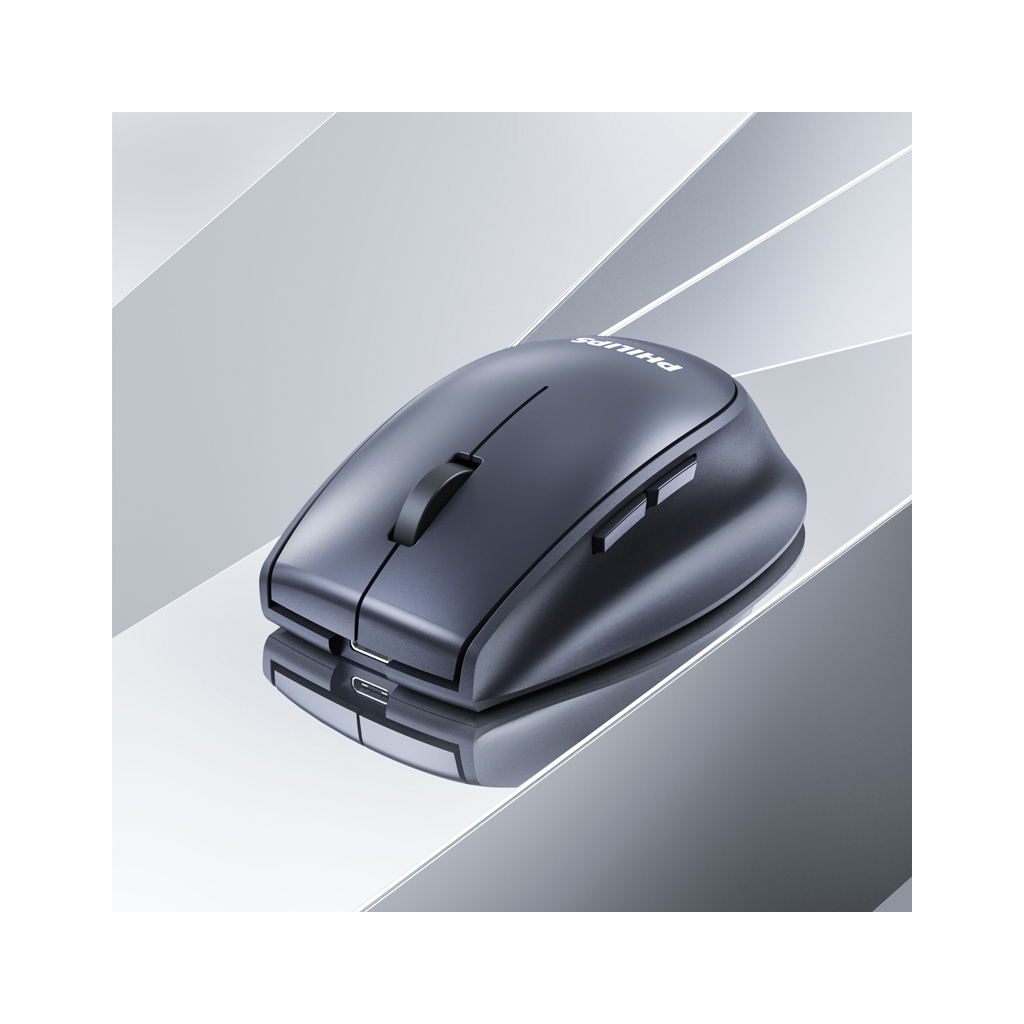 PHILIPS SPK7627K, Gri, USB Nano 2,4Gh ve Bluetooth Kablosuz, 1600dpi, Optic, 5 Tuşlu, Şarj Edilebilir, Mouse