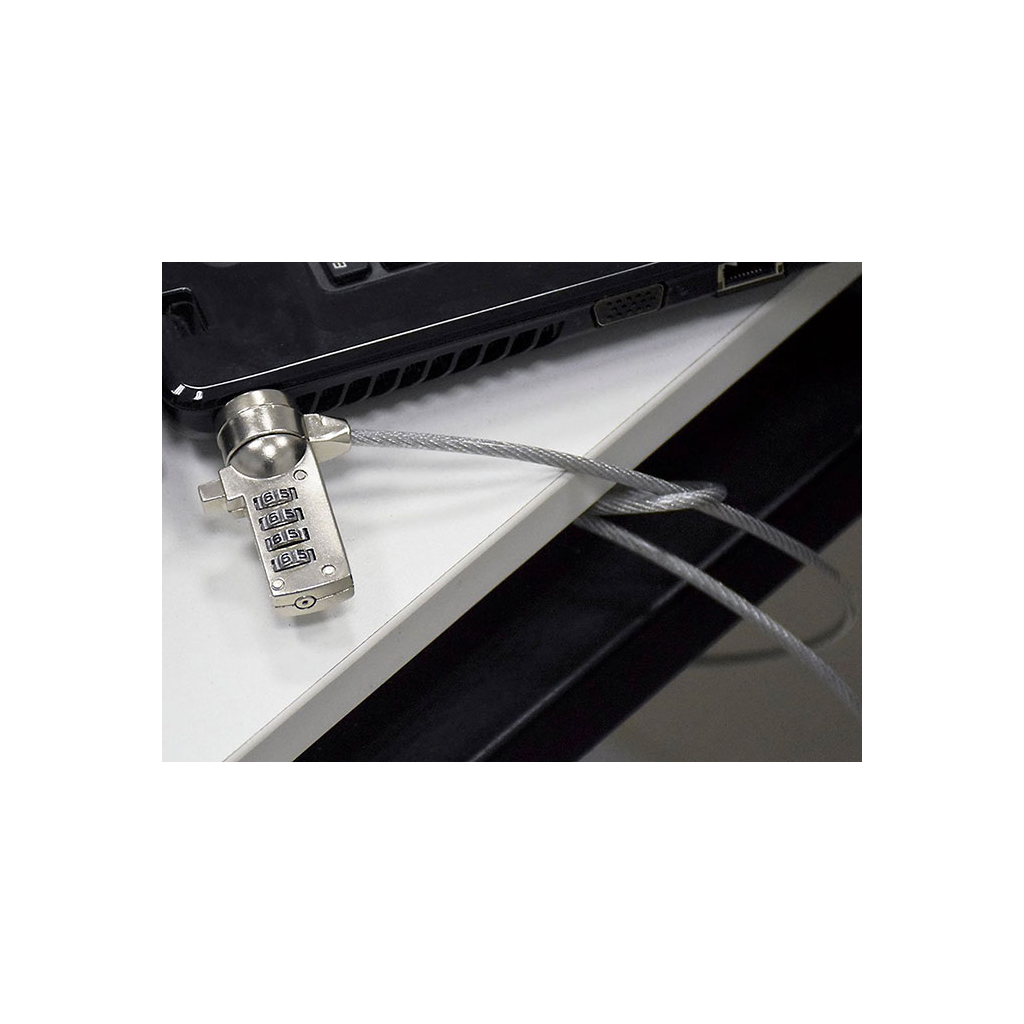 S-LINK SL-S202, Şifreli Notebook Kilidi, 110cm, Kaplamalı Çelik Kablo.