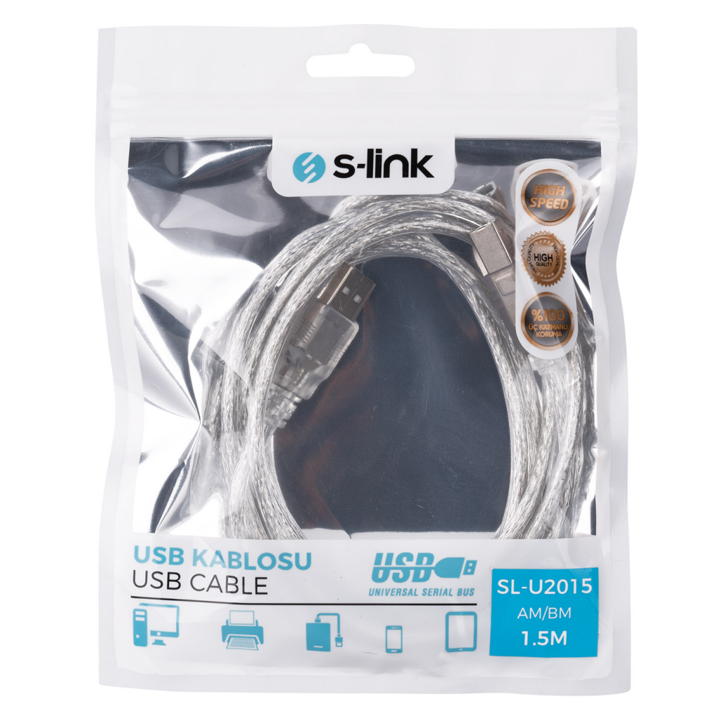 S-LINK SL-U2015 USB Yazıcı Kablosu 1,5 Metre