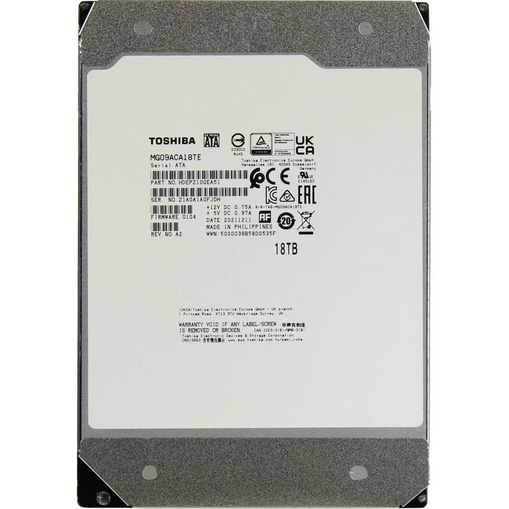 TOSHIBA ENTERPRISE, MG09ACA18TE, 3.5", 18TB, 512Mb 7200 Rpm, 7/24 Güvenlik, Data Center, Nas, Server, HDD