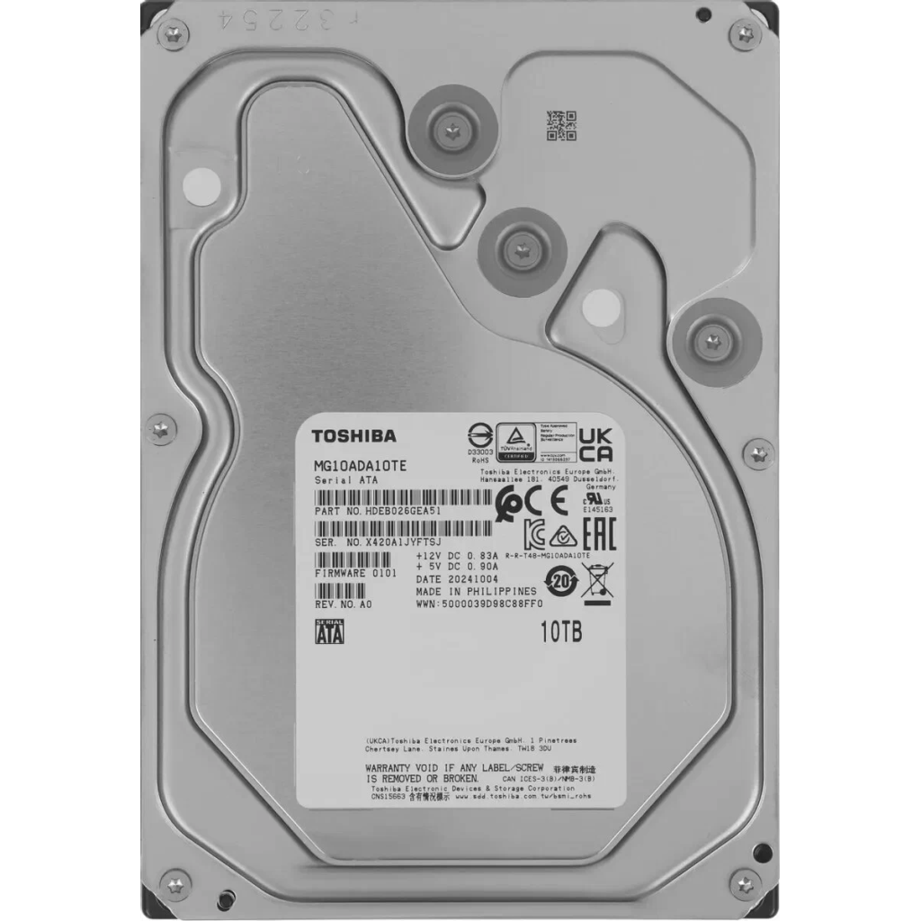 TOSHIBA ENTERPRISE, MG10ADA10TE, 3.5", 10TB, 512Mb 7200 Rpm, 7/24 Güvenlik, Data Center, Nas, Server, HDD