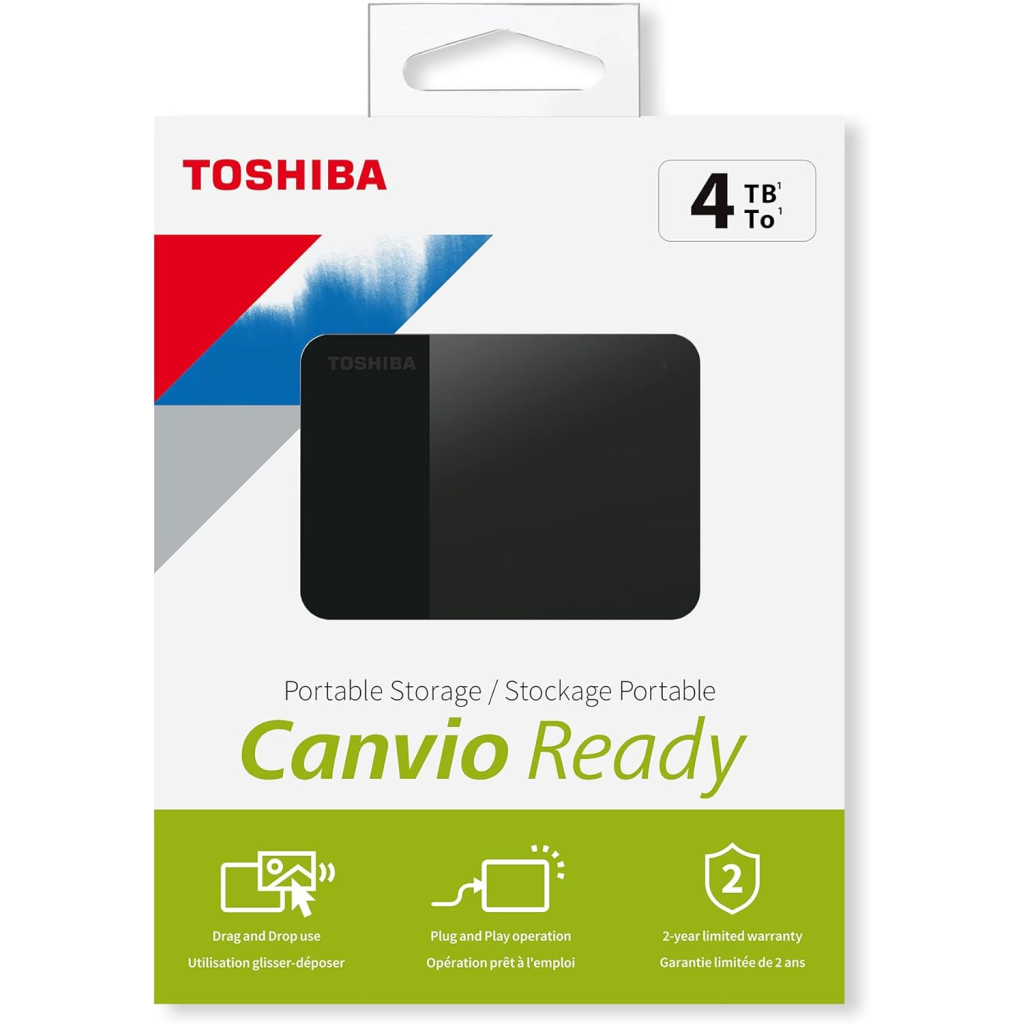 TOSHIBA HDTP340EK3CA, Canvio Ready, 4TB, 2.5" USB 3.0, Taşınabilir, Harici HDD, (Black)