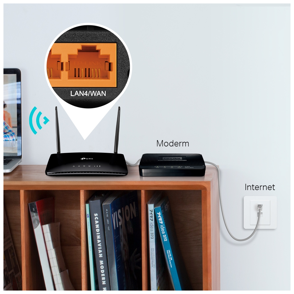 TP-LINK TL-MR6400, 4Port, 300Mbps, 2,4Ghz Wifi, Masaüstü, LTE, Micro Sim Kart Takılabilir 3G-4G Destekli Router