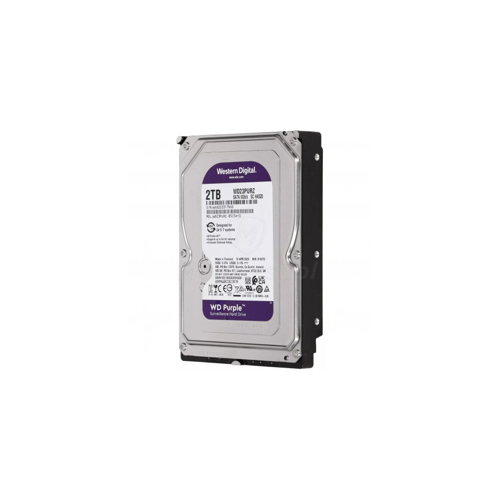 WD PURPLE, WD23PURZ,  3.5", 2TB, 256Mb, 5400 Rpm, 7/24 Güvenlik, HDD (Türkiye Distribütörü Garantili)